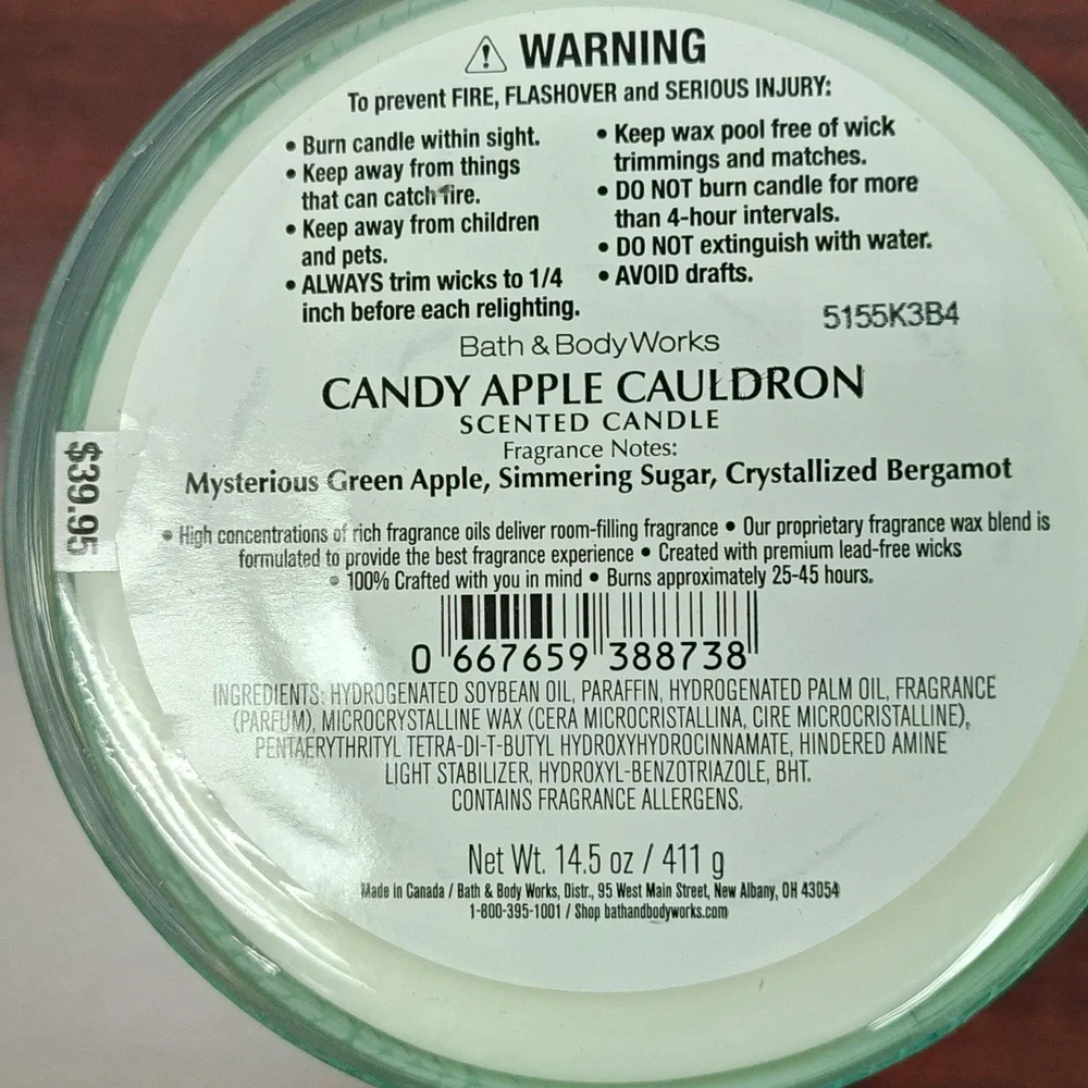 Bath & Body Works CANDY APPLE CAULDRON 3-Wick Candle with Novelty Lid